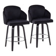 Contemporary-Counter-Stool-in-Black-Wood-and-Black-Velvet-Set-of-2-