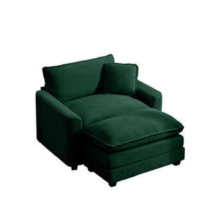 Classic Modern Comfortable Single Chair Deep Seat Sofa With Footstool