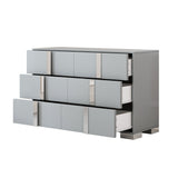 3-Pieces Sets, Elegant 6 Drawers Dresser and Two Nightstands