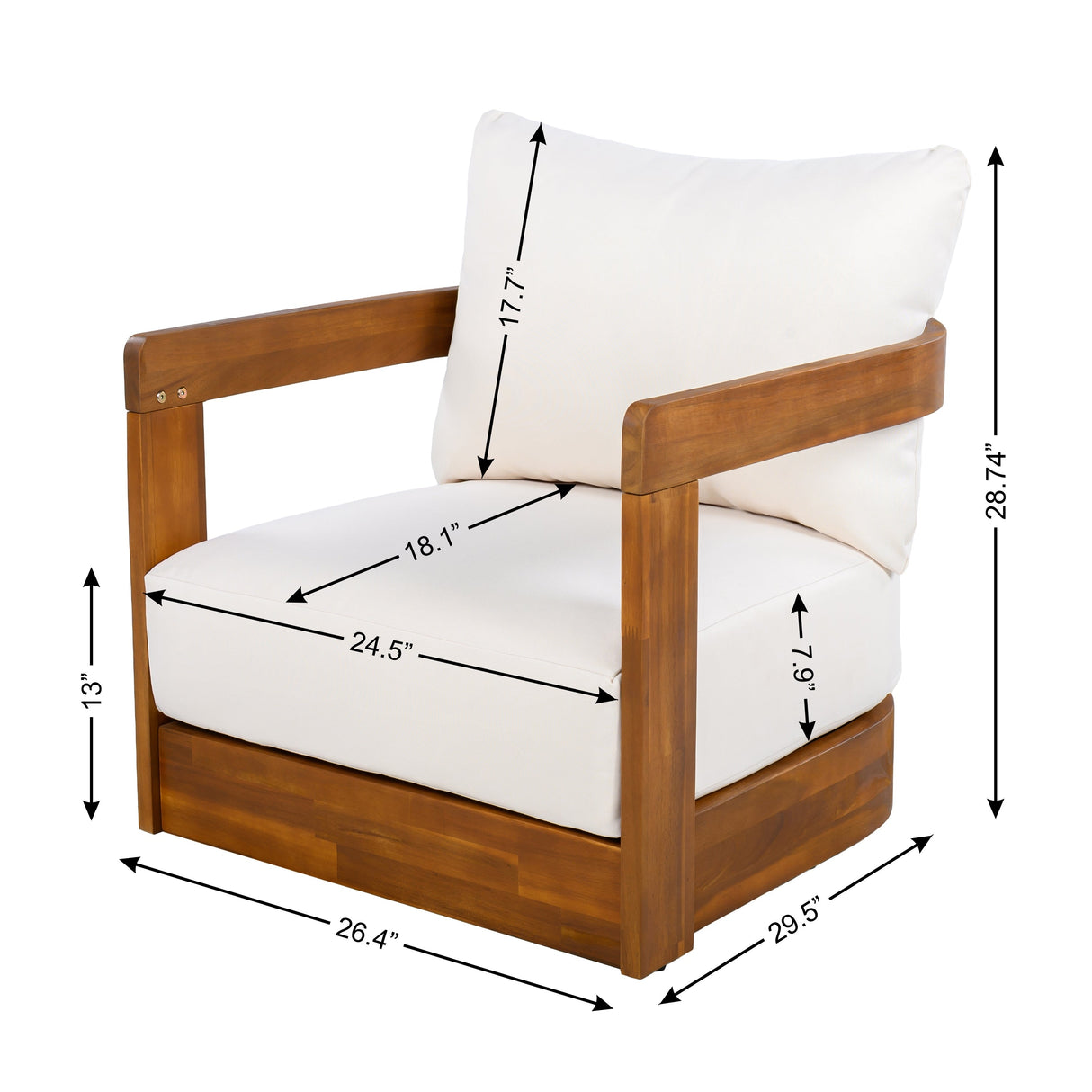 Premium Acacia Wood Outdoor Club Chair