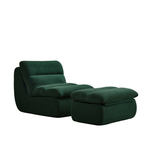 Modern Compressed Lounge Chair with Ottoman - Cozy Corduroy Recliner