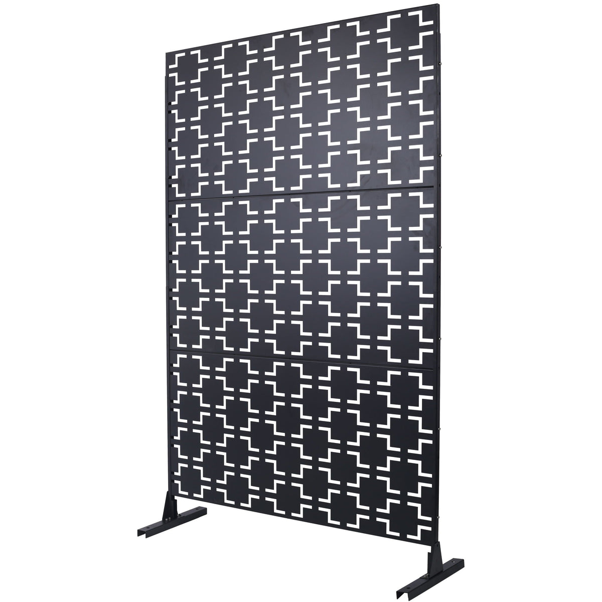 Outdoor / Indoor Privacy Screen Metal Privacy Screen, Freestanding Decorative Privacy Screen For Deck Balcony Patio - Black