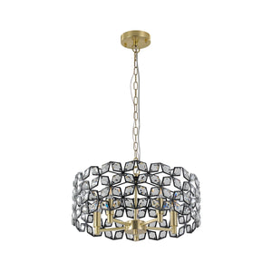 19' Geometric Crystal and BlackGold Round Pendant Chandelier
