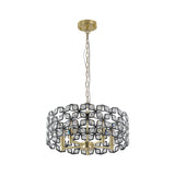 19' Geometric Crystal and BlackGold Round Pendant Chandelier