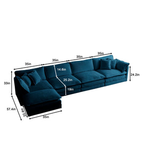 Modular Sectional Sofa for Living Room, U-Shaped 5 Seater with Ottoman