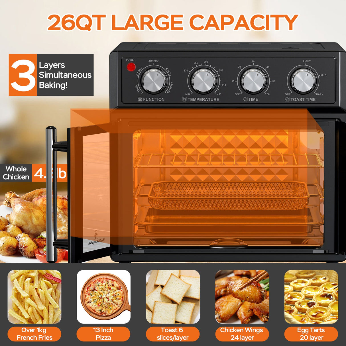 PlumChef 26QT Large Capacity French Double-Door Air Fryer