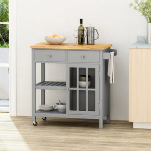 Aidah Contemporary Kitchen Cart With Wheels - Gray