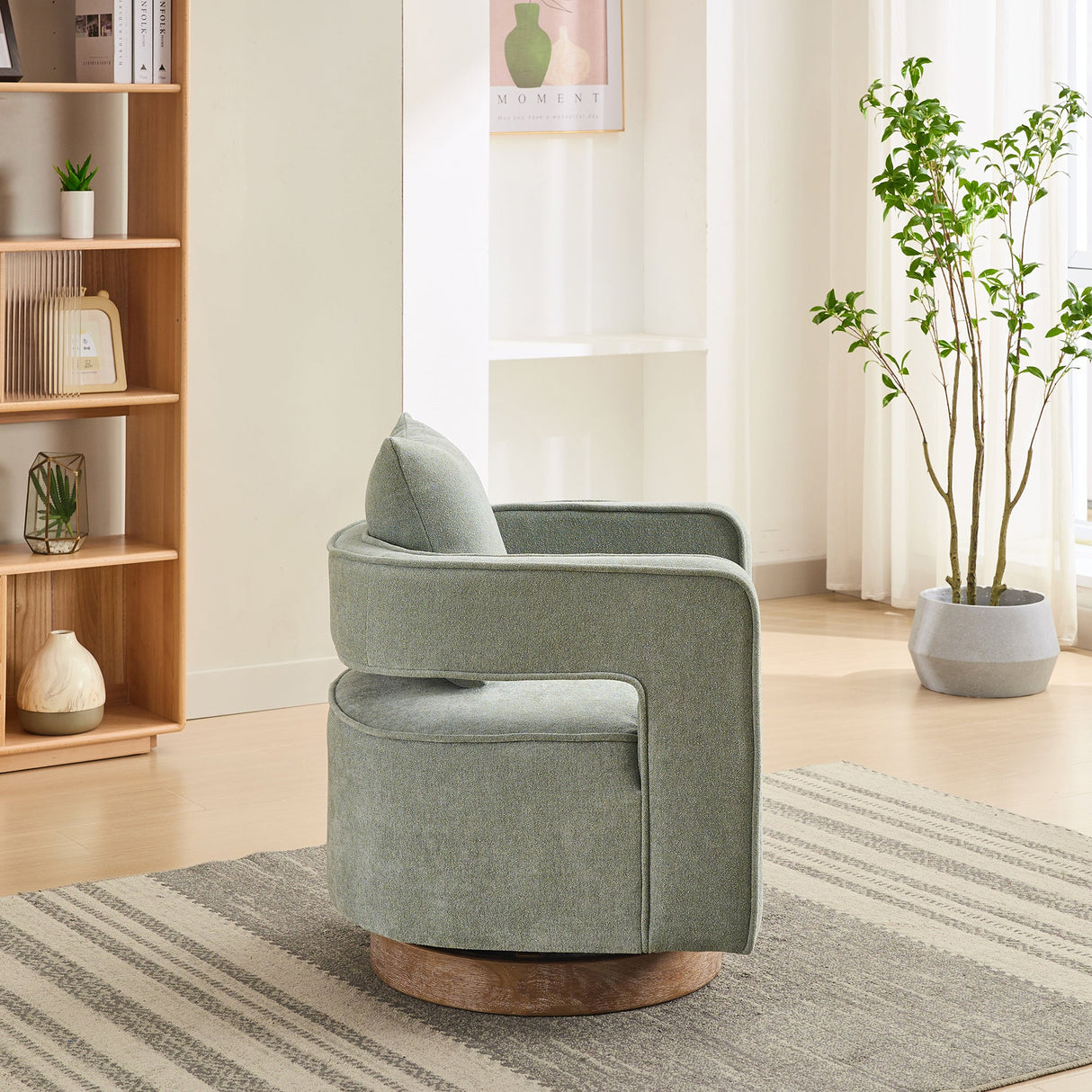 Anthology Upholstered Swivel Chair with Open Back and Removable Pillow