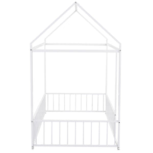 Metal Bed House Bed Frame With Fence