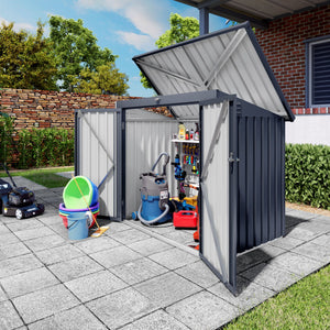 Outdoor Trash Can Storage Shed For 2 Bins Garbage - Gray