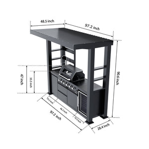 97-Inch 4-Burner Deluxe Stainless Steel Gas Outdoor Kitchen Grill