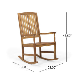 Muse - Outdoor Acacia Rocking Chair With Slat Design - Teak