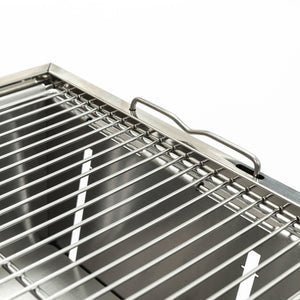 Folded Portable Charcoal BBQ Grill with Foldable Design - Stainless Steel