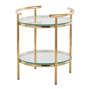 Gold and Glass Side Table with 2 Tiers - Rhonda