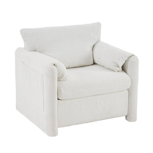 Modern Accent Chair Single Seater Ivory White