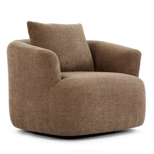 360° Swivel Barrel Sofa Chair With Throw Pillow, Upholstered Accent Chair