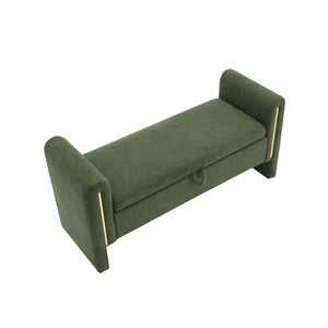 Modern Teddy Upholstered Large Bed End Bench With Arms And Storage