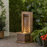 35.25' High Hand Crafted Weather Resistant Floor Fountain with Light Light Brown