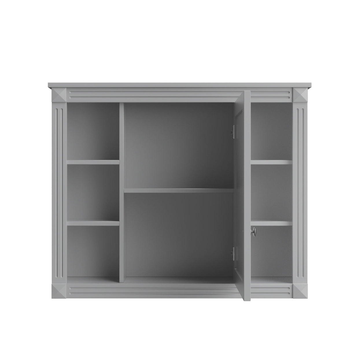 Wall Mounted Bathroom Storage Cabinet With Mirror, Cabinet With 6 Open Shelves And Adjustable Interior