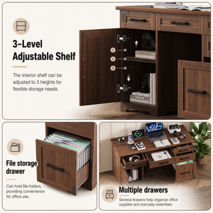 55" Farmhouse Executive Desk with Charging Station