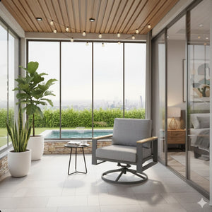 All Weather Swivel Patio Dining Chairs With Cushions - Gray