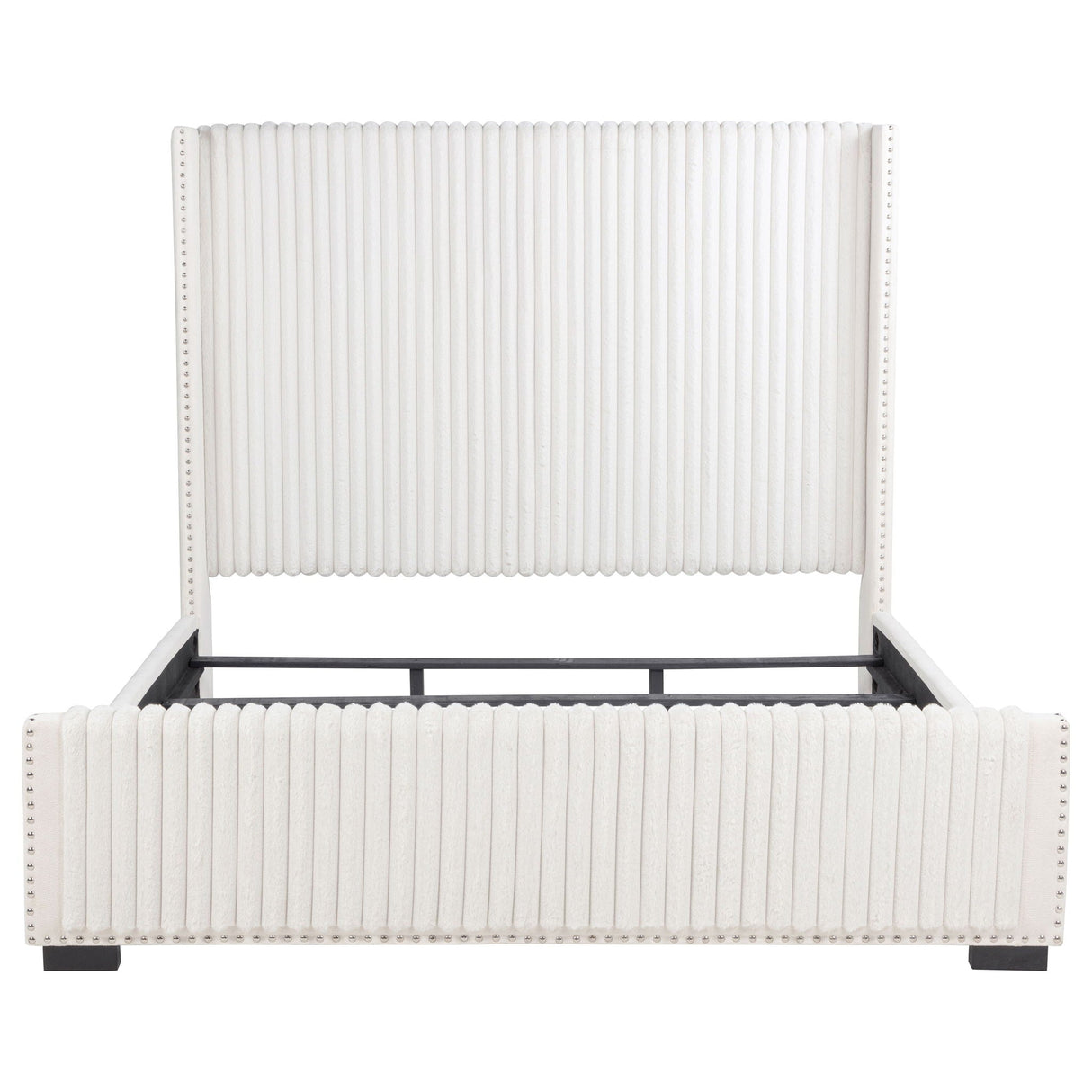 Natasha 65-inch Upholstered Eastern King Wingback Bed Cream