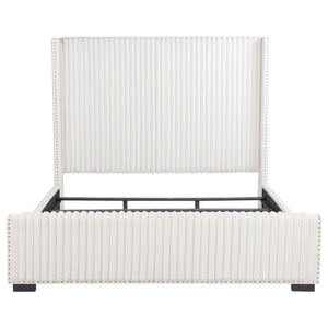 Natasha 65-inch Upholstered Eastern King Wingback Bed Cream