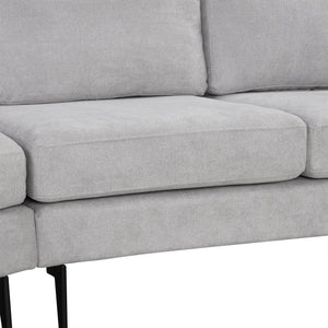 111" Upholstered 3-Seater Sofa with Curved Design and Two Printed Pillows