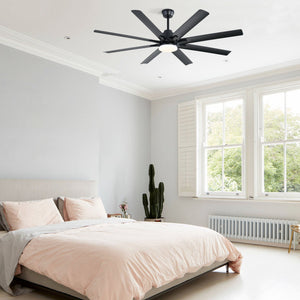 Ceiling Fan With Dimmable LED Light, 8 Blades, Smart Remote Control, Reversible DC Motor - Matte Black
