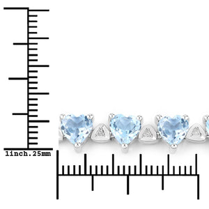 11.62 Carat Genuine Blue Topaz and White Diamond .925 Sterling Silver Bracelet