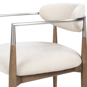 Artemis - Mixed Material Upholstered Dining Arm Chair - Warm White