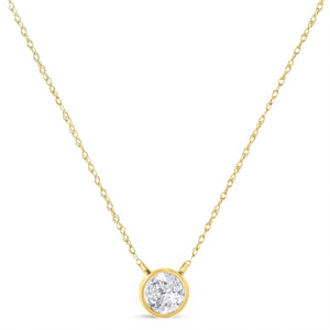 .925 Sterling Silver 1/10 Cttw Round-Cut Diamond Bezel 18" Pendant Necklace (J-K Color, I1-I2 Clarity)