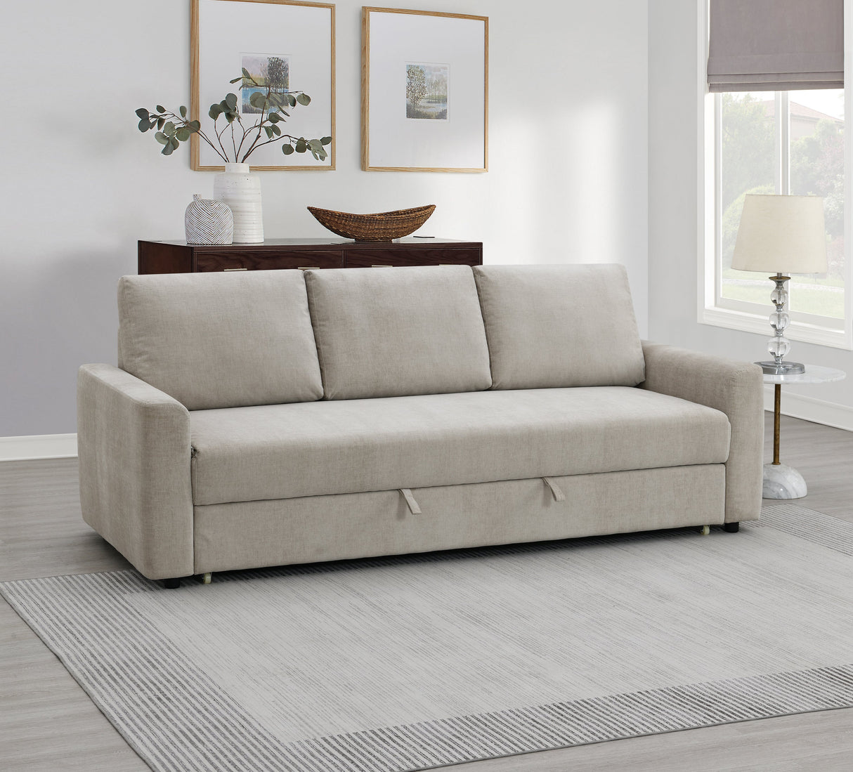 Leira Beige Linen Pull out Sleeper