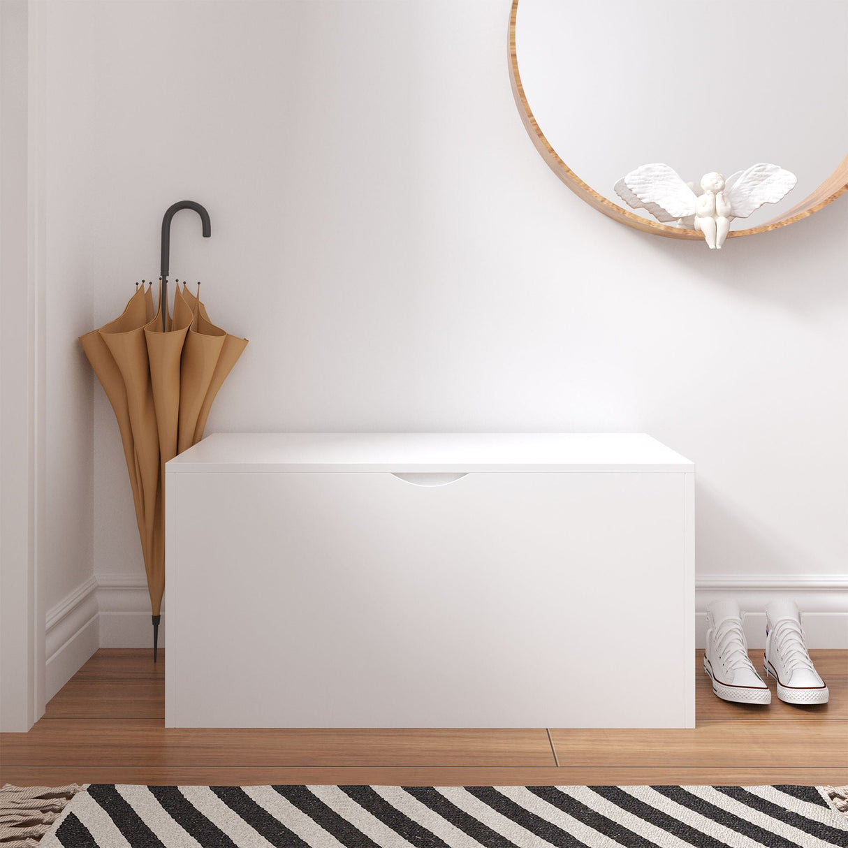 Toy Storage Organizer With Rolling Drawer, Chest With Wheels, Large Pull Out Bin For Nursery - White