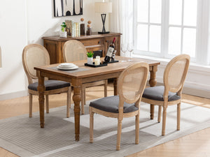 A&A Furniture French Style Solid Wood Frame Dining Chair Set of 2 - Gray