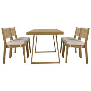 U_Style Multi-Person Outdoor Acacia Wood Dining Table and Chair Set