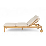Riviera Outdoor Chaise Lounge with Wheels, Acacia Wood Frame (Set of 2)