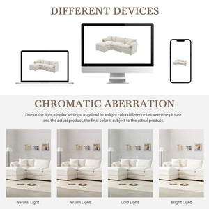 Modular Sectional With Deep And Wide Seat, Cloud Couch Set With Double Cushions Sofa With Movable Ottoman