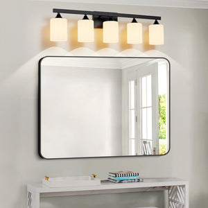 5-Light Matte Black Bathroom Lighting