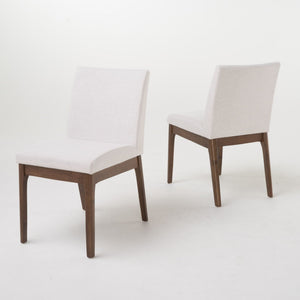 5 Piece Dining Set With 4 Upholstered Chairs - Light Beige / Walnut