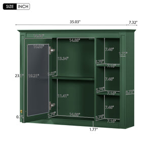 Wall Mounted Medicine Cabinet with Mirror and 6 Open Shelves - Multiple Colors
