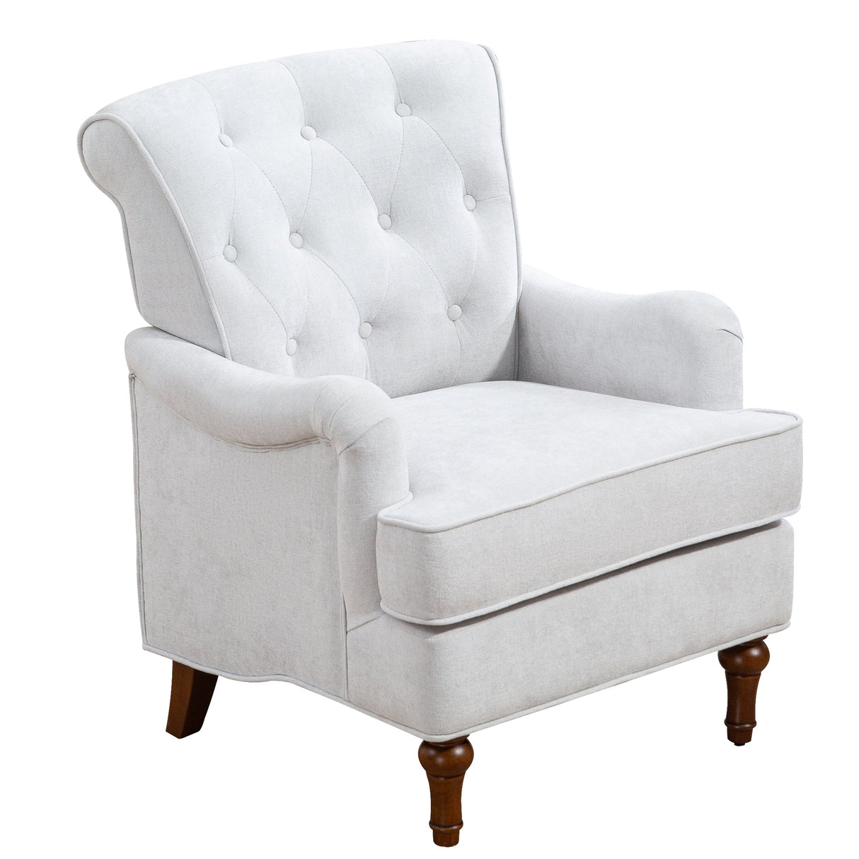 Chenille Tufted Upholstered Rolled Back Accent Chair