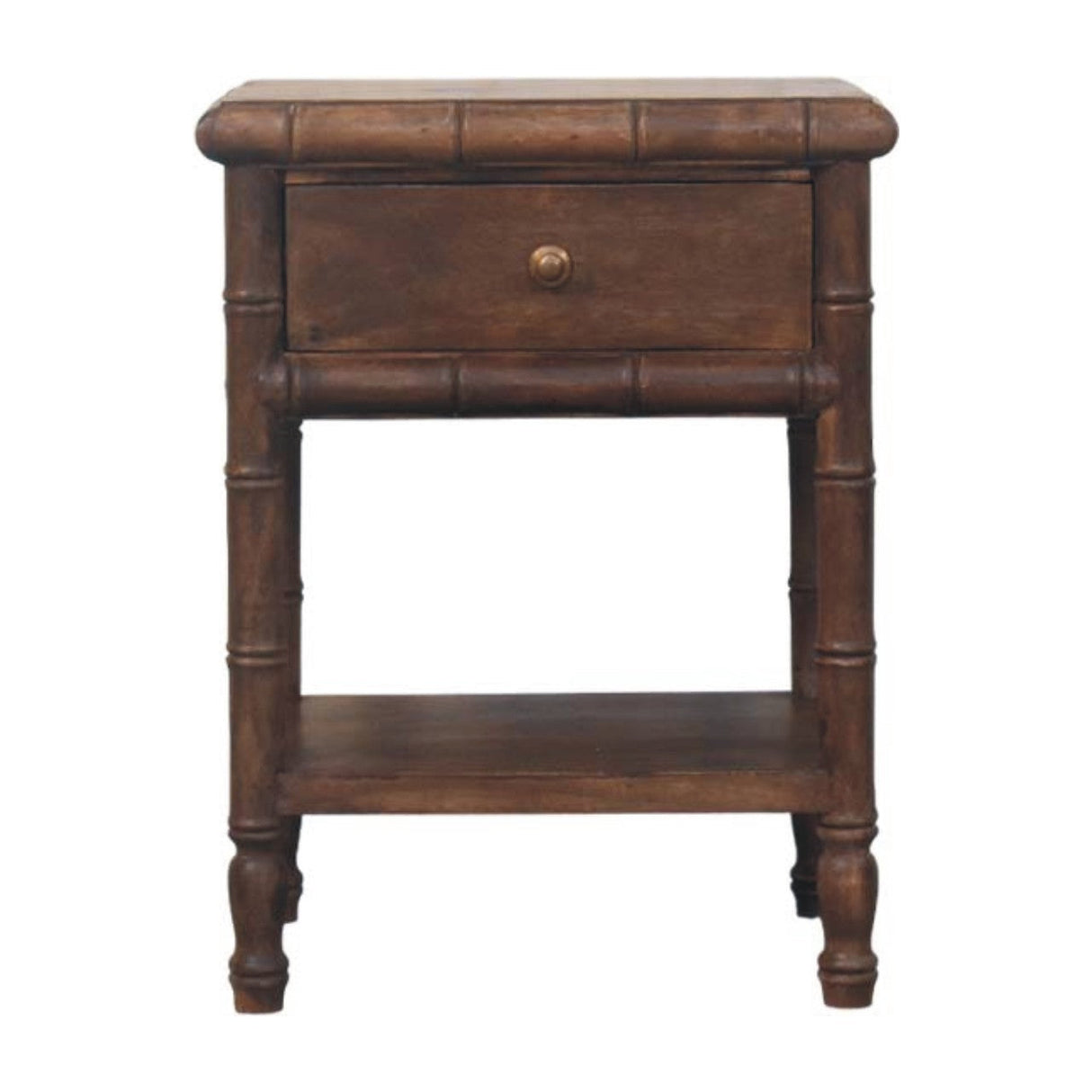 Solid Wood Bamboo Carved Bedside Table