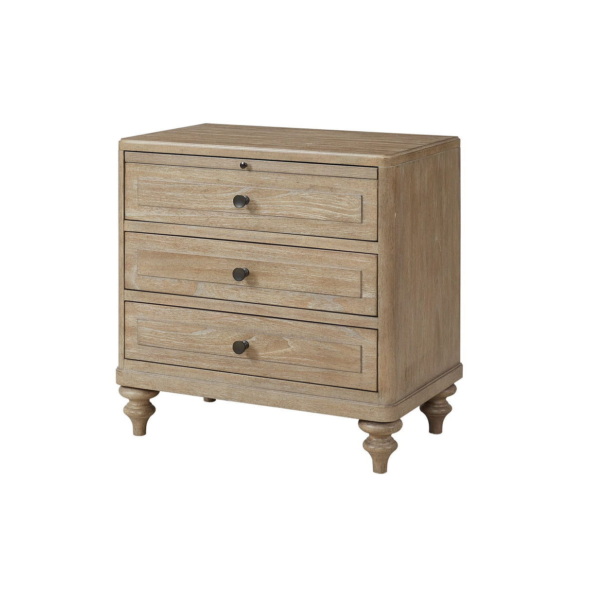 Solid Wood Nightstand with 3 Drawers
