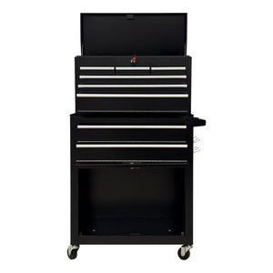 8‑Drawer High‑Capacity Rolling Tool Chest, 2‑in‑1 Detachable Top Box,Metal Tool Storage Cabinet with Drawer Liners, Lockable Wheels &  Side Hooks, Heavy‑Duty Tool Cart for Garage Workshop‑Black
