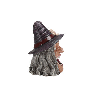 Halloween Witch Head Decor with LED Light and Mist Effect