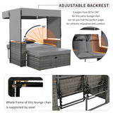 Bethany Two-Person Outdoor Rattan Daybed with Adjustable Canopy and Hidden Storage