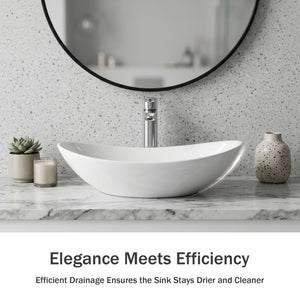 White Oval Ceramic Vessel Sink