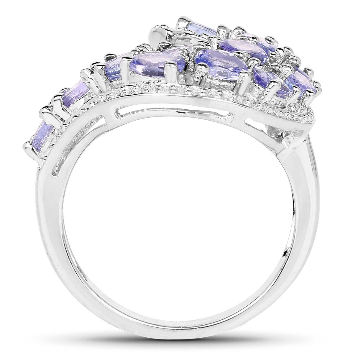 2.21 Carat Genuine Tanzanite .925 Sterling Silver Ring