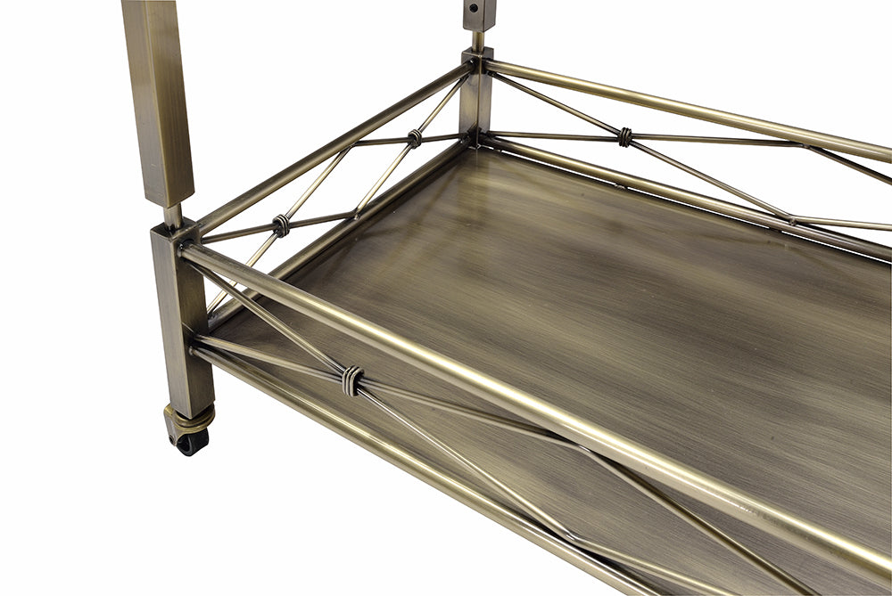 Matiesen Clear Glass & Antique Gold Finish Serving Cart